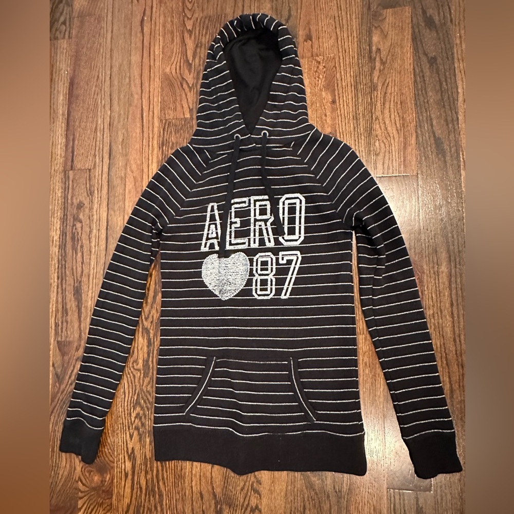 Aeropostale Black and Silver Hoodie